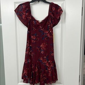 Rewind Burgundy Floral Mini Dress